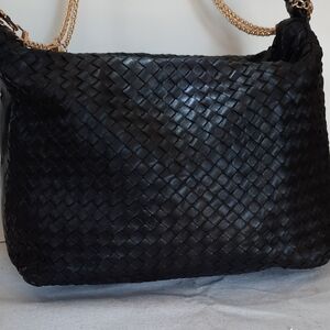 Bottega Veneta Black Woven Leather Two Way Bag